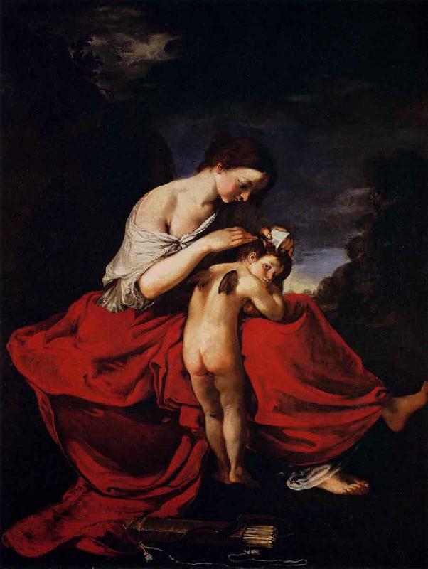 Giovanni da san giovanni Venus Combing Cupids Hair oil painting image